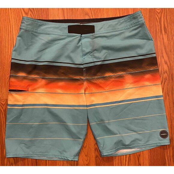 O'Neill Hyperfreak Hydro Wanderer Board Shors Mens 36 Striped Beach Swim Trunks - Picture 1 of 7